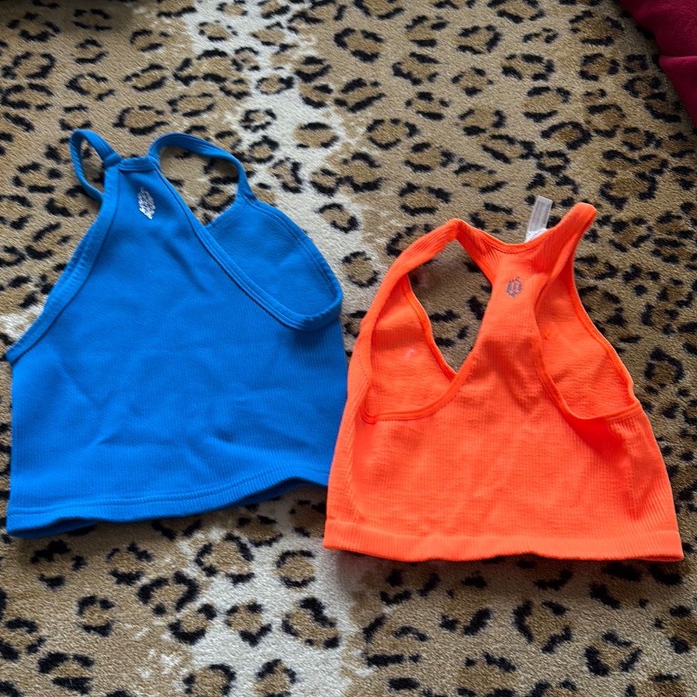 Blue and Orange FREEPEOPLE Racerback Tank Tops SOLD TOGETHER